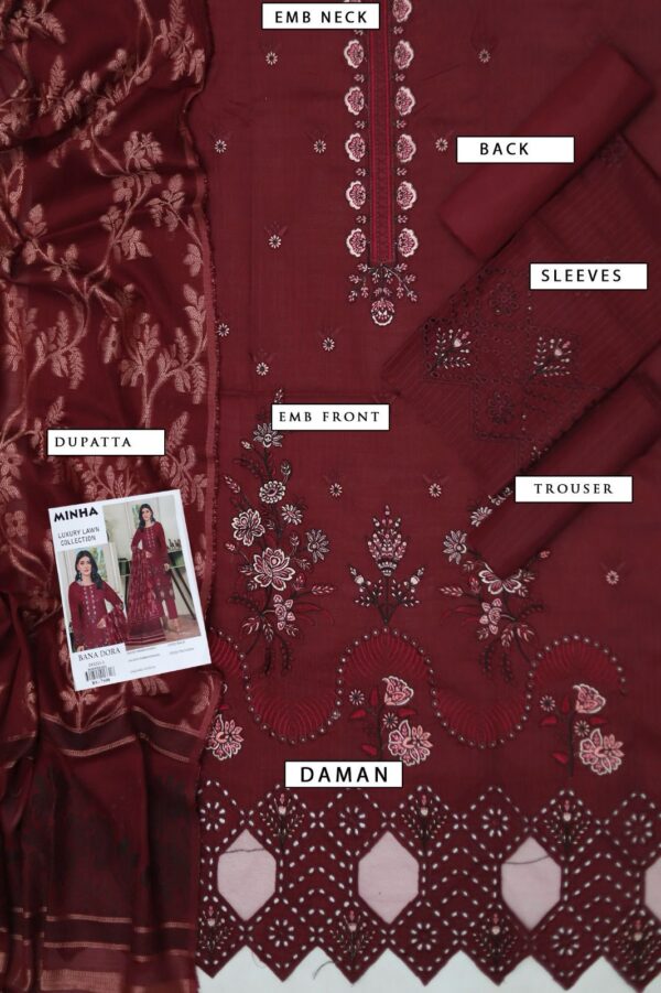 Embraided Chikankari Work 3PC P&D-2 - Image 3