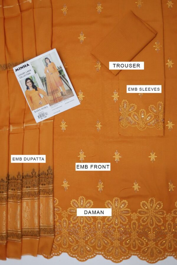 Embraided Chikankari Work 3PC P&D-2 - Image 7