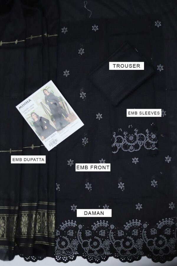 Embraided Chikankari Work 3PC P&D-2 - Image 11