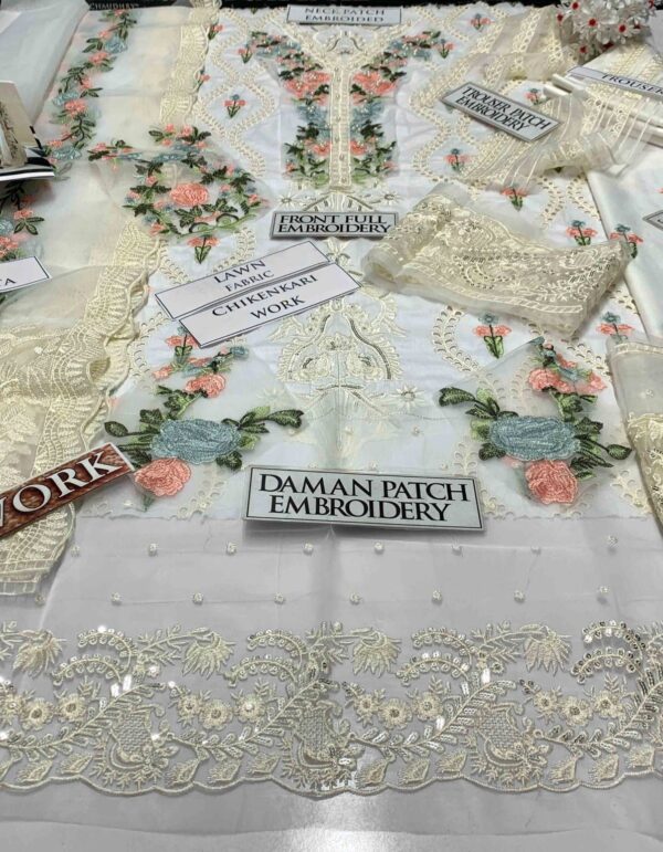 Embraided Chikankari Work 3PC P&D-1 - Image 3