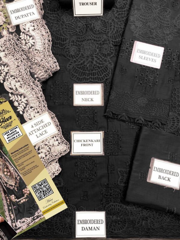 Embraided Chikankari Work 3PC D-S - Image 5