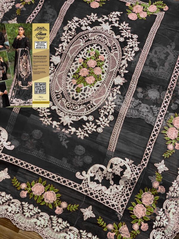 Embraided Chikankari Work 3PC D-S - Image 2