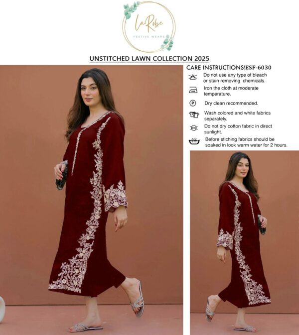 Embroidery Lawn 2pc Suit Fabric Good-UR1 - Image 2