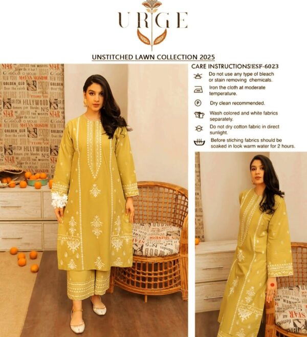 Embroidery Lawn 2pc Suit Fabric Good-UR5 - Image 4